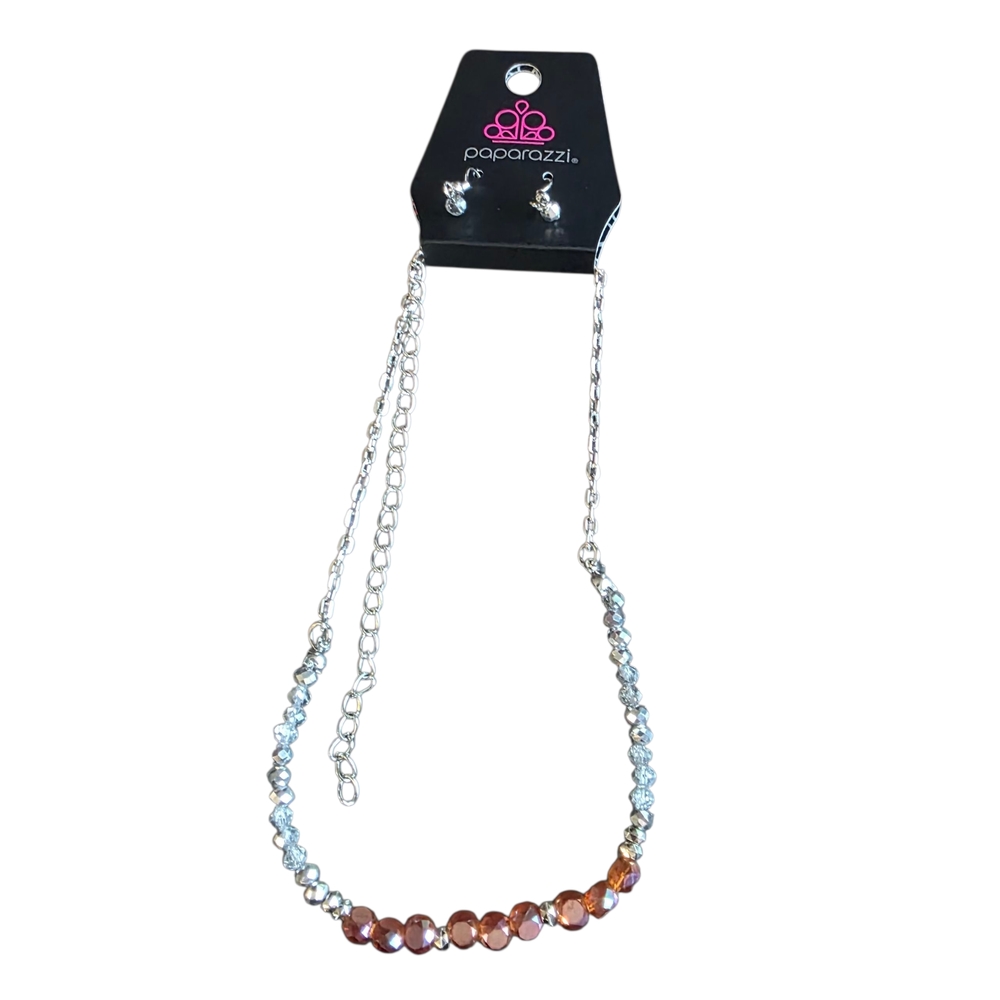 Paparazzi Silver and Orange Beaded Necklace